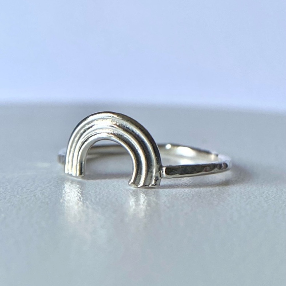 Sterling silver rainbow ring. Handmade arch ring, Dainty sterling silver… - Picture 7 of 8